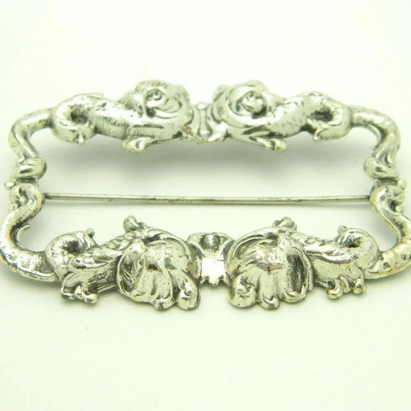 Silver Tone Art Nouveau Style Koi Fish Repousse - Picture 3 of 5